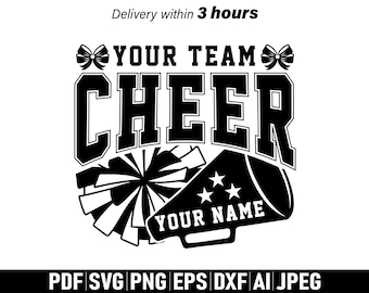 Cheer Template svg, Cheer svg, Cheer Coach svg, Cheerleader svg, Cheer Team template, Cheer Mom svg, Cheer Name svg, Cheerleading Team Shirt