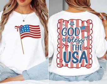Patriotic Coquette png, God Bless The USA png, American png, USA png, Coquette png, Preppy Patriotic png, Red White and Blue Sublimation png