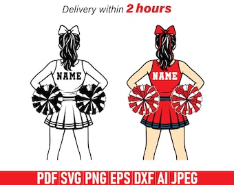 Cheerleader svg, Cheerleader Name svg, Cheer Dance svg, Cheering Squad svg, Pom Pom Clipart, Cheerleader shirt png, Personalized Name svg