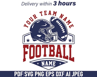 Custom Football Team Shirt svg png, Player Number Name Template, Helmet Ball Sports Logo Design, Game Day Clipart, Personalize Football svg