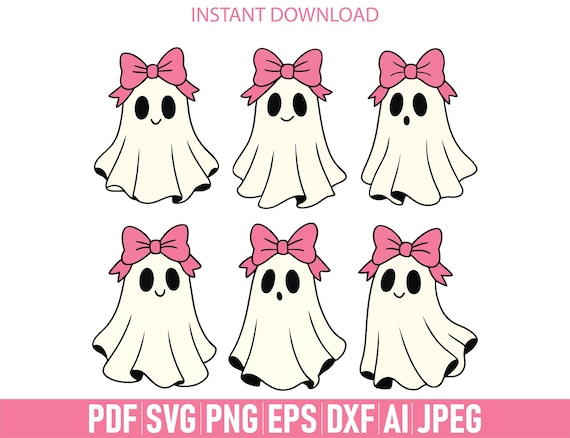 Coquette Halloween Ghost svg Bundle, Ghost Coquette Bow, Cute Ghost With Bow svg, Fall Pumpkin svg, Cricut Cut Files, Girly Halloween shirt