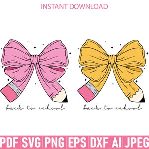 Pencil Coquette Bow png, Teacher Coquette Bow svg, Back To School svg, Teacher shirt png,  Teacher appreciation, Pencil Bow svg, Teacher svg