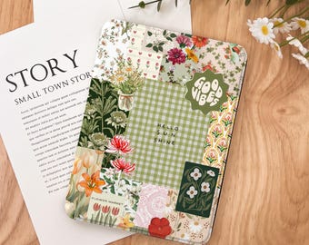 Funda para Kindle Paperwhite de 7 pulgadas (2024), diseño de collage de flores, funda para Kindle Paperwhite de 12.ª generación, funda para Kindle Paperwhite de 11.ª generación, funda con correa Colorsoft, función de encendido y apagado automáticos.