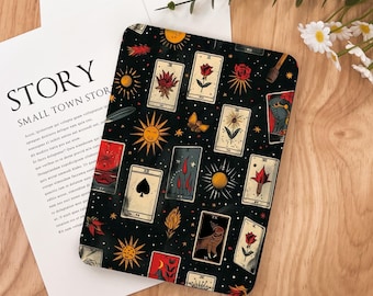 Mystical Tarot Pattern Kindle Case 2024 Kindle Paperwhite 7", Kindle 12th Gen Cover, Paperwhite 11th, Colorsoft Strap Case, Auto Sleep/Wake