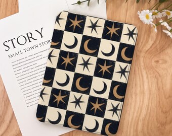 Etui Star Moon Grid Kindle 2024 na Kindle Paperwhite 7", Kindle 12. generacji, Paperwhite 11. 6,8", pasek na rękę Colorsoft, automatyczne uśpienie/wybudzenie