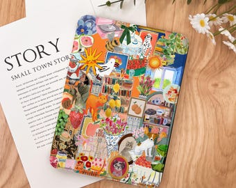 Funda para Kindle Paperwhite de 7 pulgadas (2024), diseño retro collage, funda para Kindle Paperwhite de 12.ª generación, funda para Kindle Paperwhite de 11.ª generación, funda con correa Colorsoft, función de encendido y apagado automáticos.