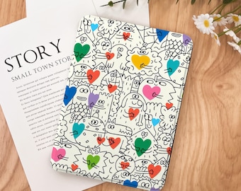 Cartoon Line Sketch Kindle Case 2024 Kindle Paperwhite 7", Kindle 12th Gen Cover, Paperwhite 11th 6.8, Colorsoft Strap Case, Auto Sleep/Wake