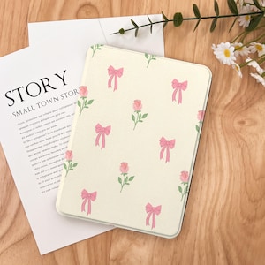Flowers Bows Kindle Case 2024 Kindle Paperwhite 7&quot;, Kindle 12th Gen Cover, Paperwhite 11th 6.8&#39;&#39;, Colorsoft Strap Case, Auto Sleep/Wake