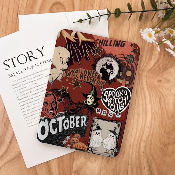 Vintage Halloween Collage Kindle Case 2024 Kindle Paperwhite 7", Kindle 12th Gen Cover, Paperwhite 11, Colorsoft Strap Case, Auto Sleep/Wake