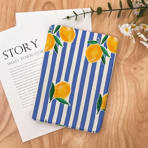 Capa para Kindle Lemon Blue Lines 2024 Kindle Paperwhite 7", capa para Kindle 12ª geração, Paperwhite 11ª geração 6,8", capa com alça Colorsoft, modo de suspensão/ativação automático