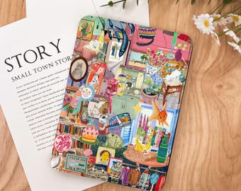 Funda para Kindle Paperwhite de 7 pulgadas (2024), diseño retro collage, funda para Kindle Paperwhite de 12.ª generación, funda para Kindle Paperwhite de 11.ª generación, funda con correa Colorsoft, función de encendido y apagado automáticos.
