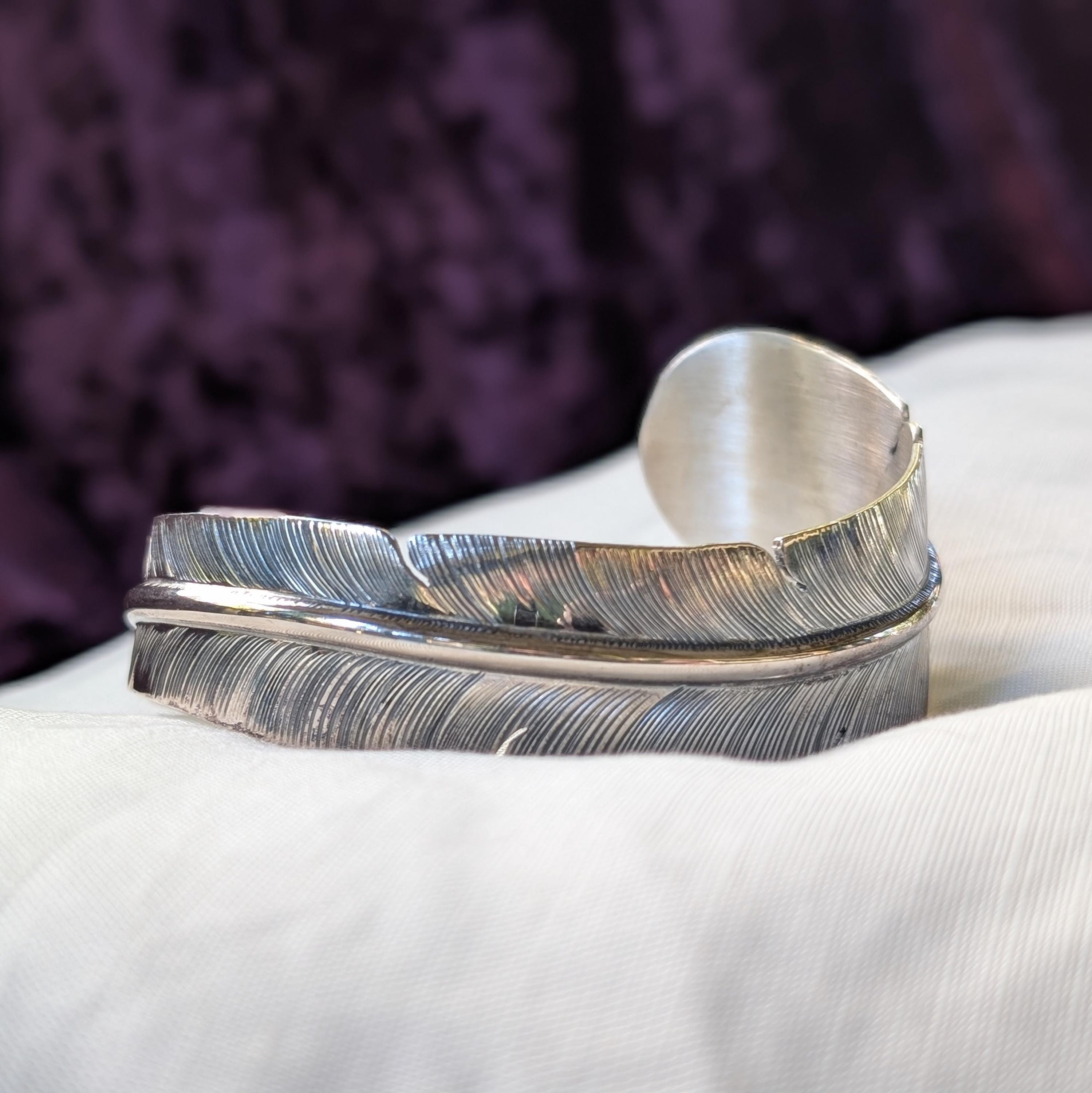 Sterling Silver Feather Cuff by Navajo Artist J Nelson - Etsy