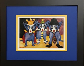 George Rodrigue BLUE DOG "I Just Don't Wanna Be Me" Book Print - Matted & Framed - 15" x 12" overall size