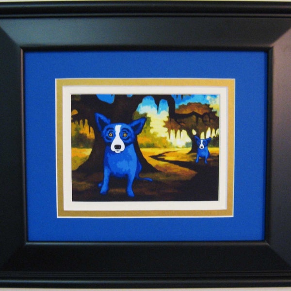 Carte postale encadrée George Rodrigue Blue Dog « Elle a vécu de l'autre côté du bayou »