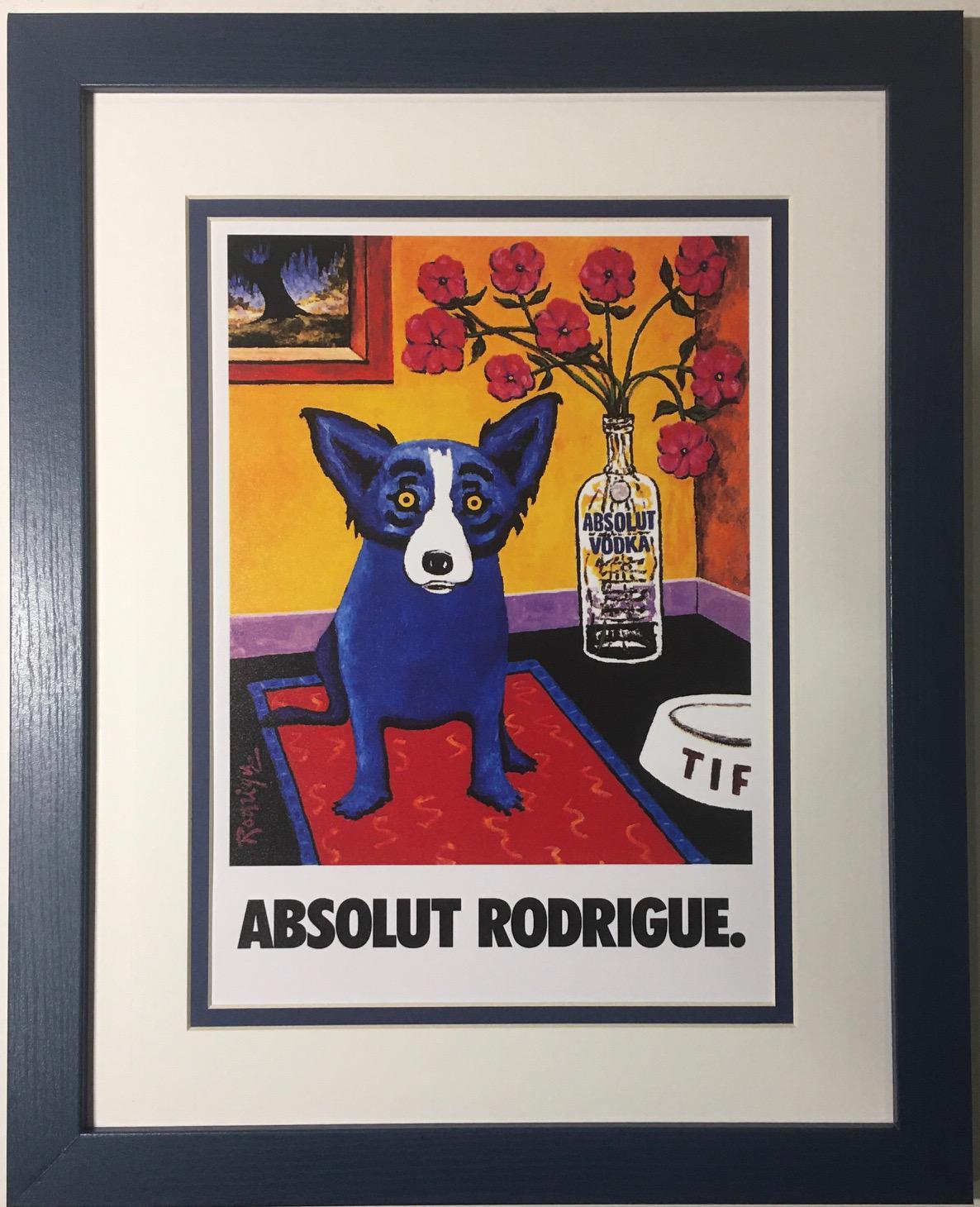 George Rodrigue Blue Dog 'absolut Rodrigue' Framed Print Ad - Navy
