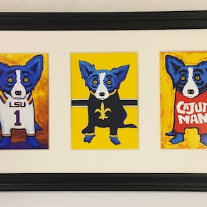 Chien bleu George Rodrigue « Cajun Trio » - Dimensions : 22 x 12 po