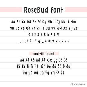 Neat handwriting font goodnotes, cozy cute handwritten font for planner, commercial use, multilingual font, Rosebud font