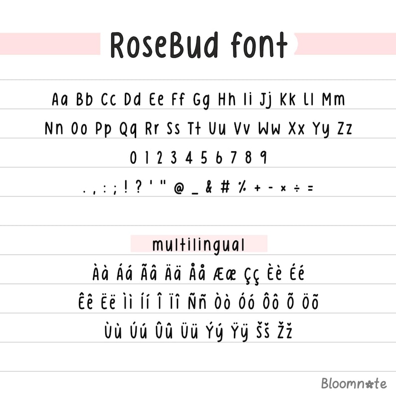 Neat handwriting font goodnotes, cozy cute handwritten font for planner, commercial use, multilingual font, Rosebud font