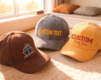 Custom Embroidered Corduroy Hats,Baseball Cap,Corduroy handmade baseball cap men women,Personalized baseball,Baseball Cap,Gifts for Mom