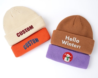 Embroidered winter hat, Custom Beanie Custom Logo/Text Hats,Winter Hat,Womens Beanie,Winter Beanies Warm Hats,Winter Beanie For Adults