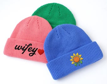 Custom Beanie,Personalized Embroidery Hat,Custom Logo/Text Hats, Text Knit Hat,Winter Hat,Womens Beanie, Family Matching hat,Custom Hat