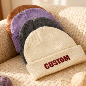 Personalized Adult Beanie, Custom hat,Beanie Winter Hat, Custom Logo/Text Beanie Hats, Warm Hats, Team Hats, Unique Gifts,Custom Beanie