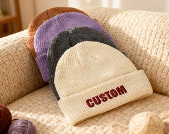 Personalized Adult Beanie, Custom hat,Beanie Winter Hat, Custom Logo/Text Beanie Hats, Warm Hats, Team Hats, Unique Gifts,Custom Beanie