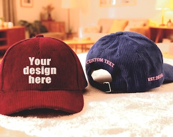 Gorra bordada personalizada, gorra de béisbol de pana bordada personalizada, gorra bordada personalizada, gorro de pana cálido para invierno, gorro de despedida de soltera.