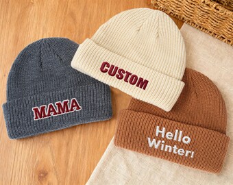 THE ORIGINAL Custom Hat, Custom Name Winter Hat,  Winter Hat, Custom Knit Hat,Unisex Beanie Hat, Winter Beanies,Beanie Winter Hat