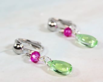 Howl's Moving Castle Earrings: Green Glass & Crystal Anime Jewelry