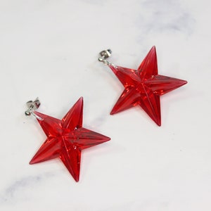 Red Star Cosplay Costume Earrings Planet Earrings Anime Manga Halloween Fire Jewel Fantasy Magic Red Star Fiery