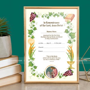 First Communion Certificate Template – Printable