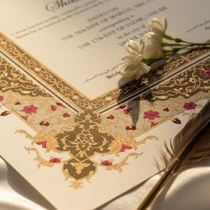 Ornate Floral Nikah Nama Certificate | Fully Customizable Colour | Islamic Wedding Contract PDF image 4