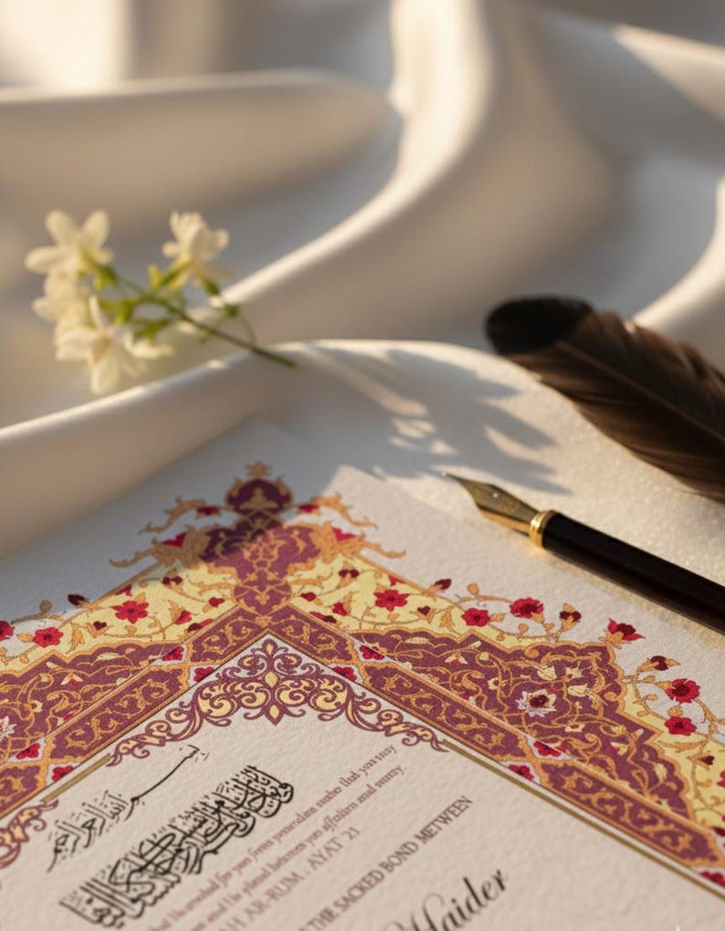 Ornate Floral Nikah Nama Certificate | Fully Customizable Colour | Islamic Wedding Contract PDF image 13