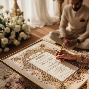 Ornate Floral Nikah Nama Certificate | Fully Customizable Colour | Islamic Wedding Contract PDF image 3