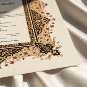 Ornate Floral Nikah Nama Certificate | Fully Customizable Colour | Islamic Wedding Contract PDF image 5