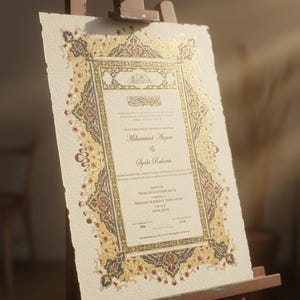 Ornate Floral Nikah Nama Certificate | Fully Customizable Colour | Islamic Wedding Contract PDF image 1
