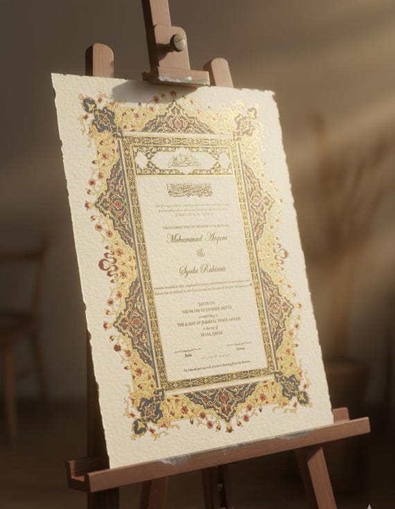 Personalized Nikah Nama Certificate: Islamic Wedding Contract (Digital PDF Download, Any Size & Color!)