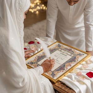 Ornate Floral Nikah Nama Certificate | Fully Customizable Colour | Islamic Wedding Contract PDF image 2