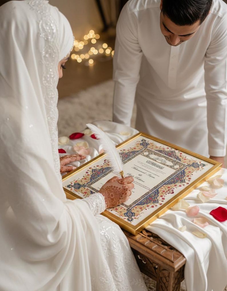 Ornate Floral Nikah Nama Certificate | Fully Customizable Colour | Islamic Wedding Contract PDF image 2