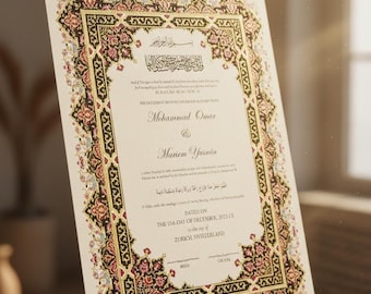 Diamond Lattice Nikah Nama Certificate | Choose Any Colour | Custom Islamic Wedding Contract PDF
