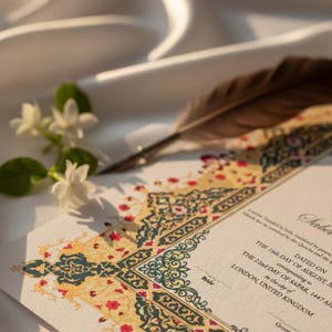 Ornate Floral Nikah Nama Certificate | Fully Customizable Colour | Islamic Wedding Contract PDF image 14