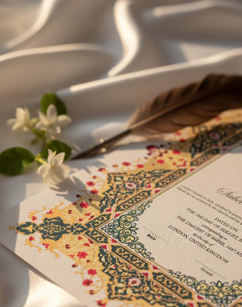 Ornate Floral Nikah Nama Certificate | Fully Customizable Colour | Islamic Wedding Contract PDF image 14
