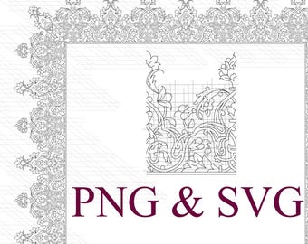 Borda persa editável: caligrafia islâmica, arte floral (PNG, SVG, PDF) Download digital