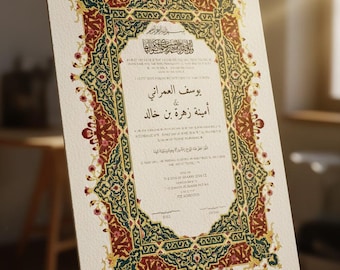 Certificado Nikah Nama personalizado: Contrato de casamento islâmico (Download digital em PDF, qualquer tamanho e cor!)