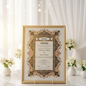 Ornate Floral Nikah Nama Certificate | Fully Customizable Colour | Islamic Wedding Contract PDF image 7
