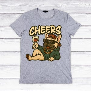 Cool French Bulldog, Graffiti Style Vector, Hip Hop Dog with Wine Glass, PNG for T-Shirts & Mugs, Gift for her, Gift for him, Cute Frenchie,