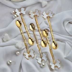Handmade Gold Butterfly Tea Spoons: Decorative Metal Spoon Set