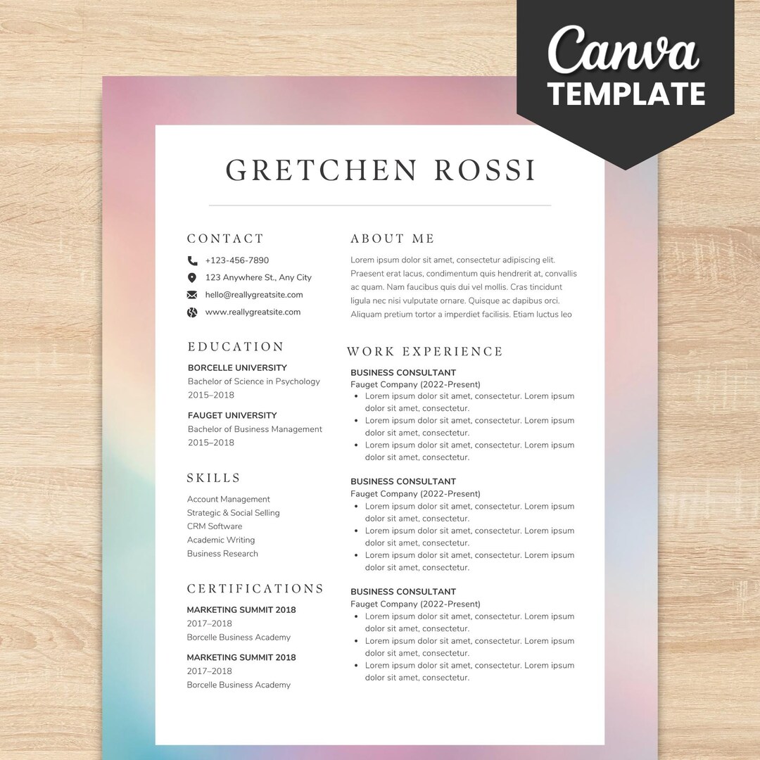 Creative Canva Resume Template With Cover Letter (US Letter Size ...