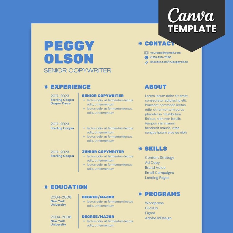 Canva Resume Template Pack: Creative Typography CV With Cover Letter ...
